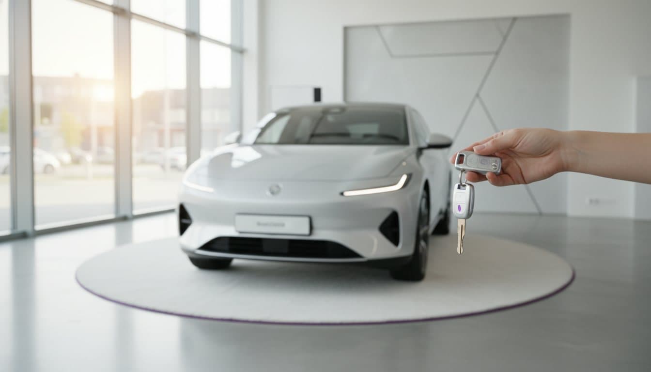 Automobil premium pe șosea, finanțat prin leasing
